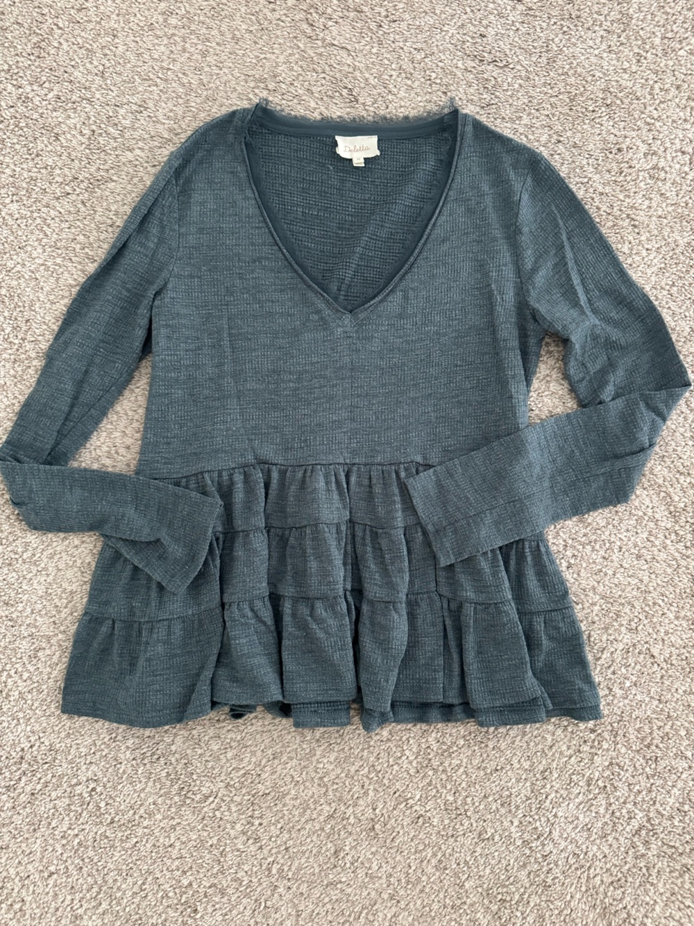 Anthropologie Slate Blue Tiered Top